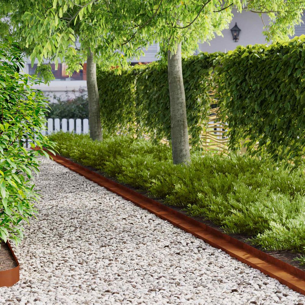 Bordure de jardin acier aménagement extérieur séparation 20 pcs 100x10x8 cm marron rouille
