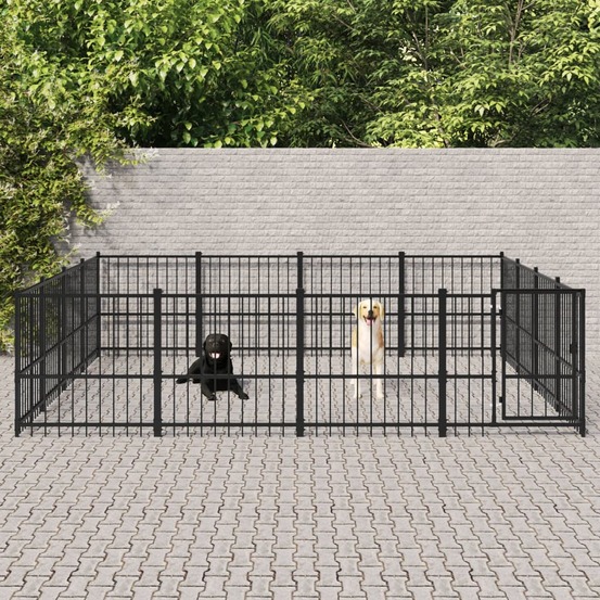 Chenil d'extérieur pour chiens acier 15,05 m²