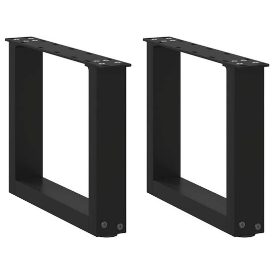 Pieds de table basse en u 2 pièces noir 30 x (30-31) cm acier