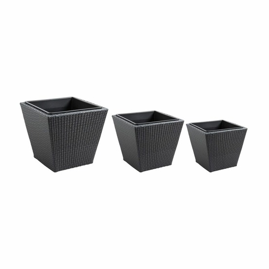 Cache-pots en résine tressée (lot de 3) carré