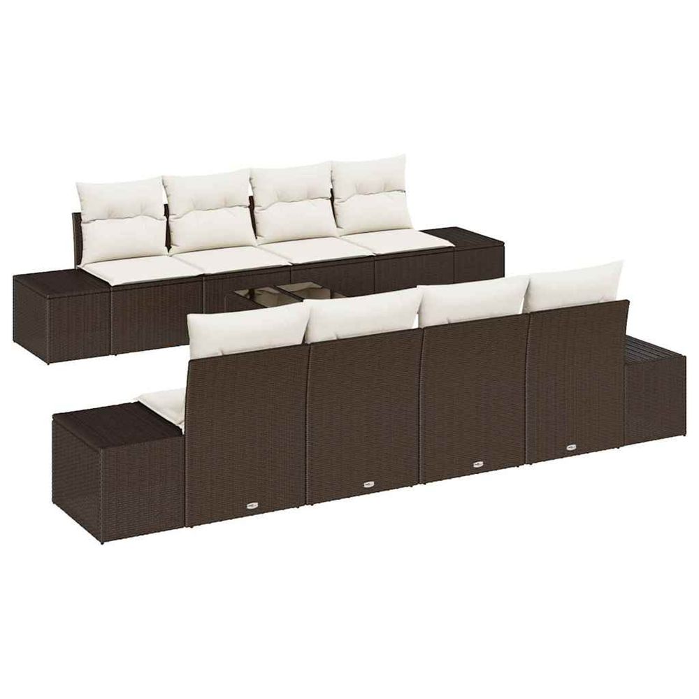 Ensemble de canapé de jardin 8 pc marron et crème polyrotin