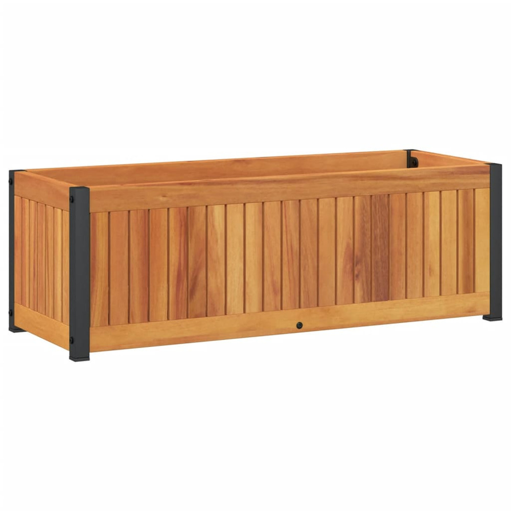 Jardinière d'extérieur 80x30x27,5 cm bois massif d'acacia et acier