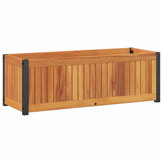 Jardinière d'extérieur 80x30x27,5 cm bois massif d'acacia et acier