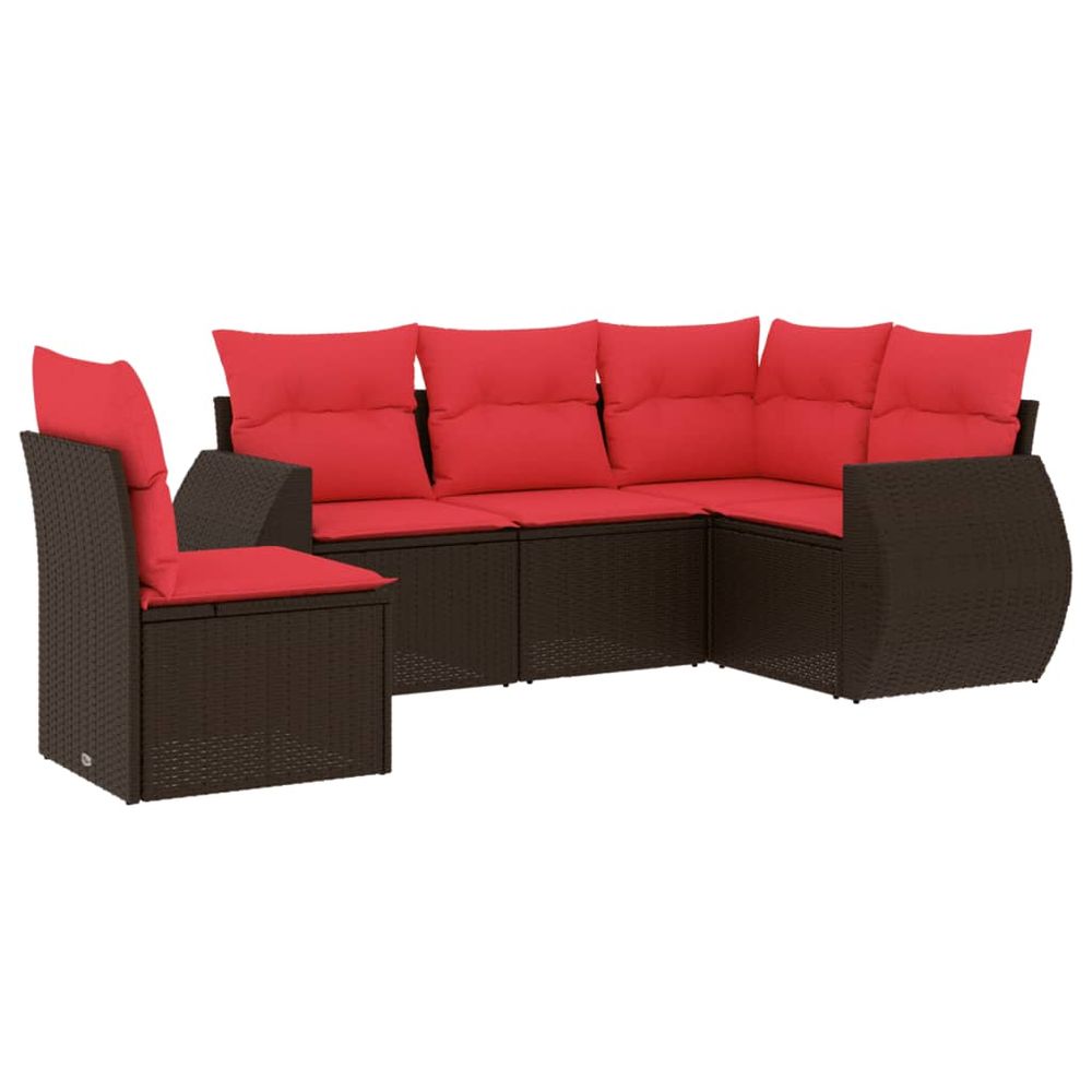 Ensemble de canapé de jardin 5 pcs avec coussins marron