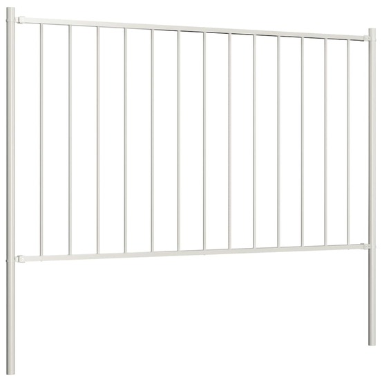 Panneau de clôture avec poteaux en acier thermolaqué 1,81 x 0,75 m blanc