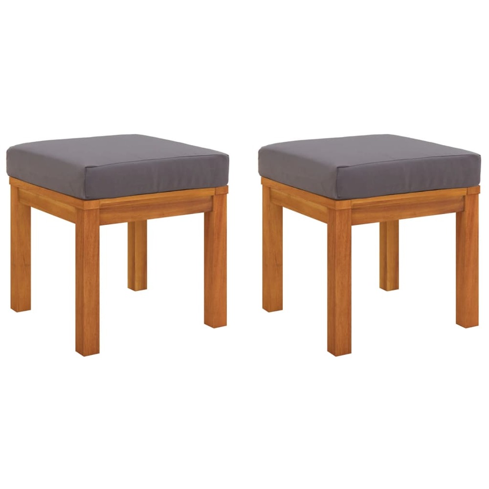 Tabourets de jardin et coussins lot de 2 acacia solide