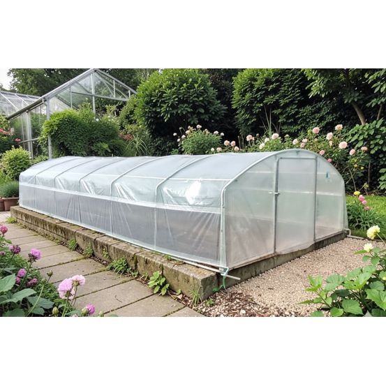 Serre tunnel de jardin - 36m² - 4 x 9m - pieds droits - compacte 180 - les serres tonneau