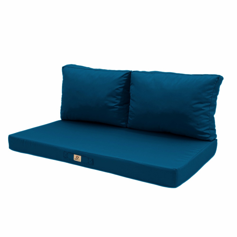 Coussins pour salon de jardin déhoussable 100x50cm bleu pétrole