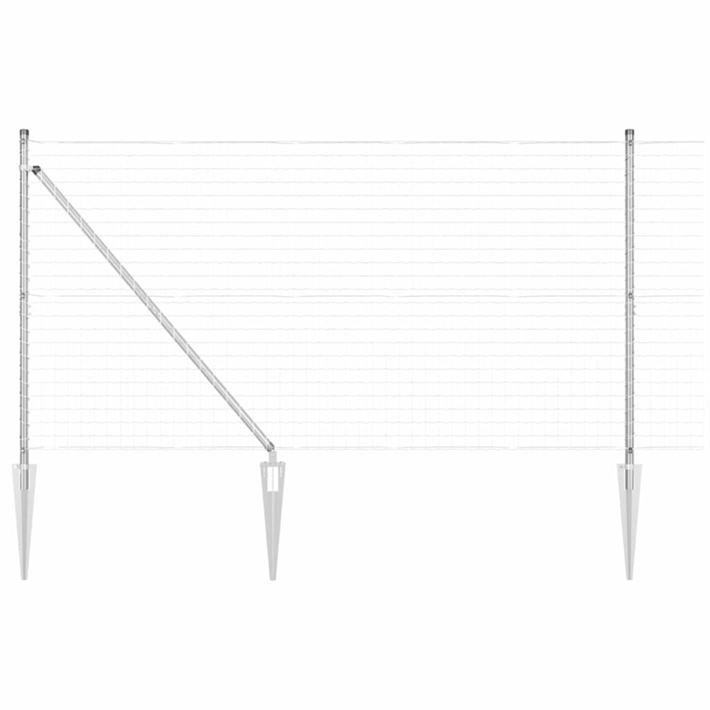 Clôture avec poteaux argent 1.2 x 10 m acier