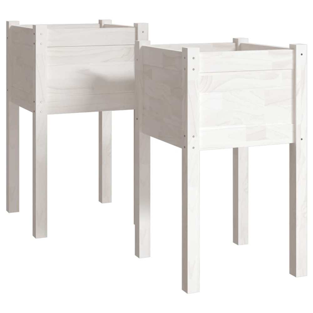 Jardinière d'extérieurs d'extérieur 2 pcs blanc 40x40x70 cm bois de pin