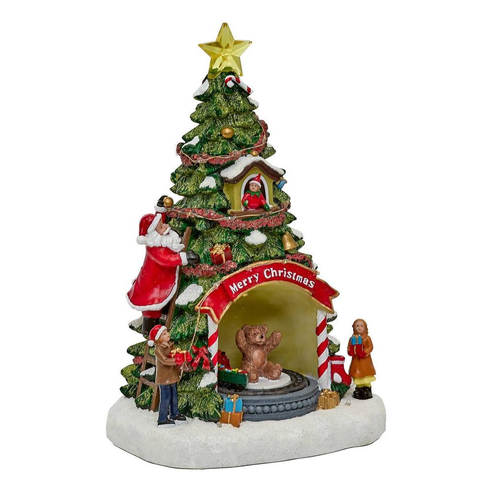 Village de noël lumineux sapin nounours animé et musical 33 led à piles