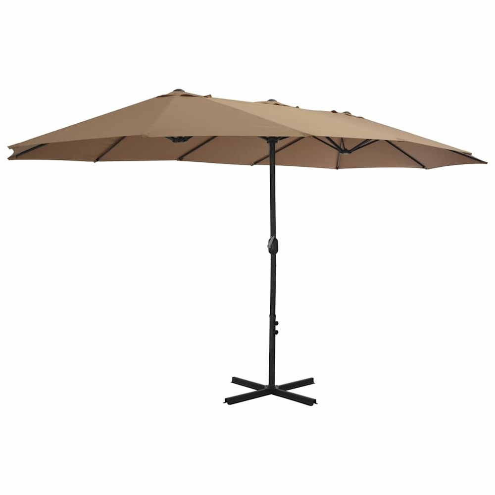 Parasol d'extérieur et poteau en aluminium 460x270 cm taupe