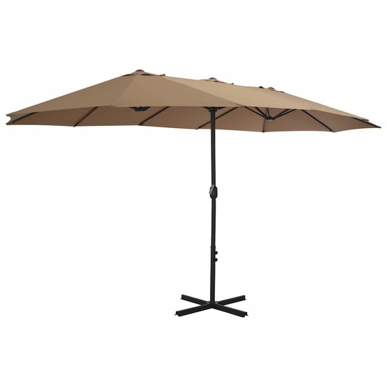 Parasol d'extérieur et poteau en aluminium 460x270 cm taupe