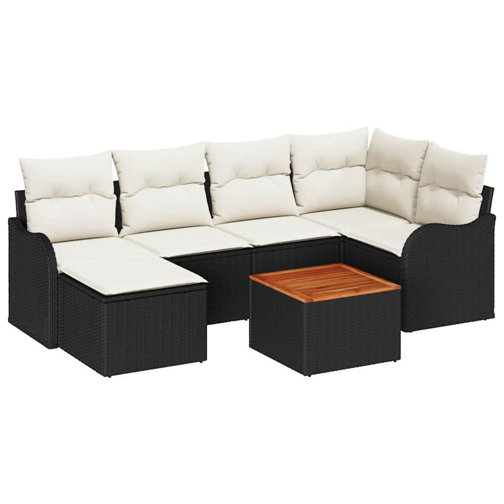 Ensemble de canapé de jardin 7 pc noir polyrotin