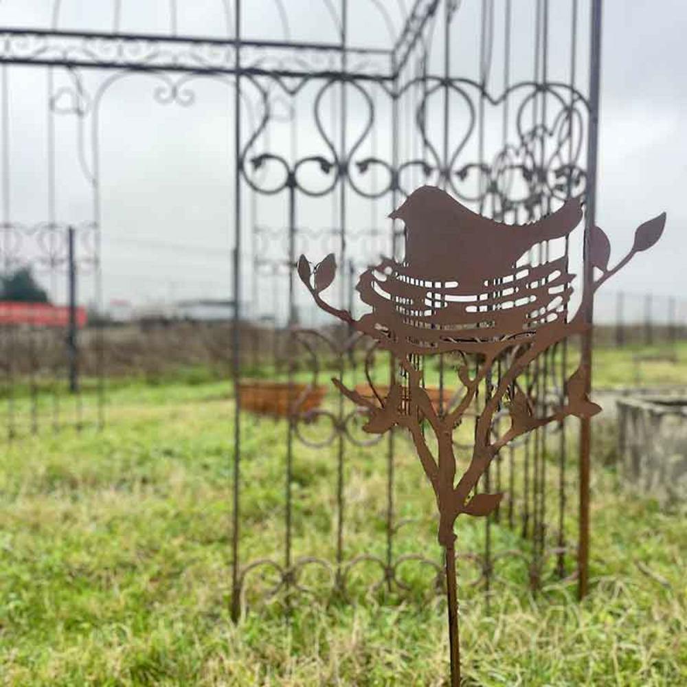 Tuteur oiseau fer marron 30x2x92cm