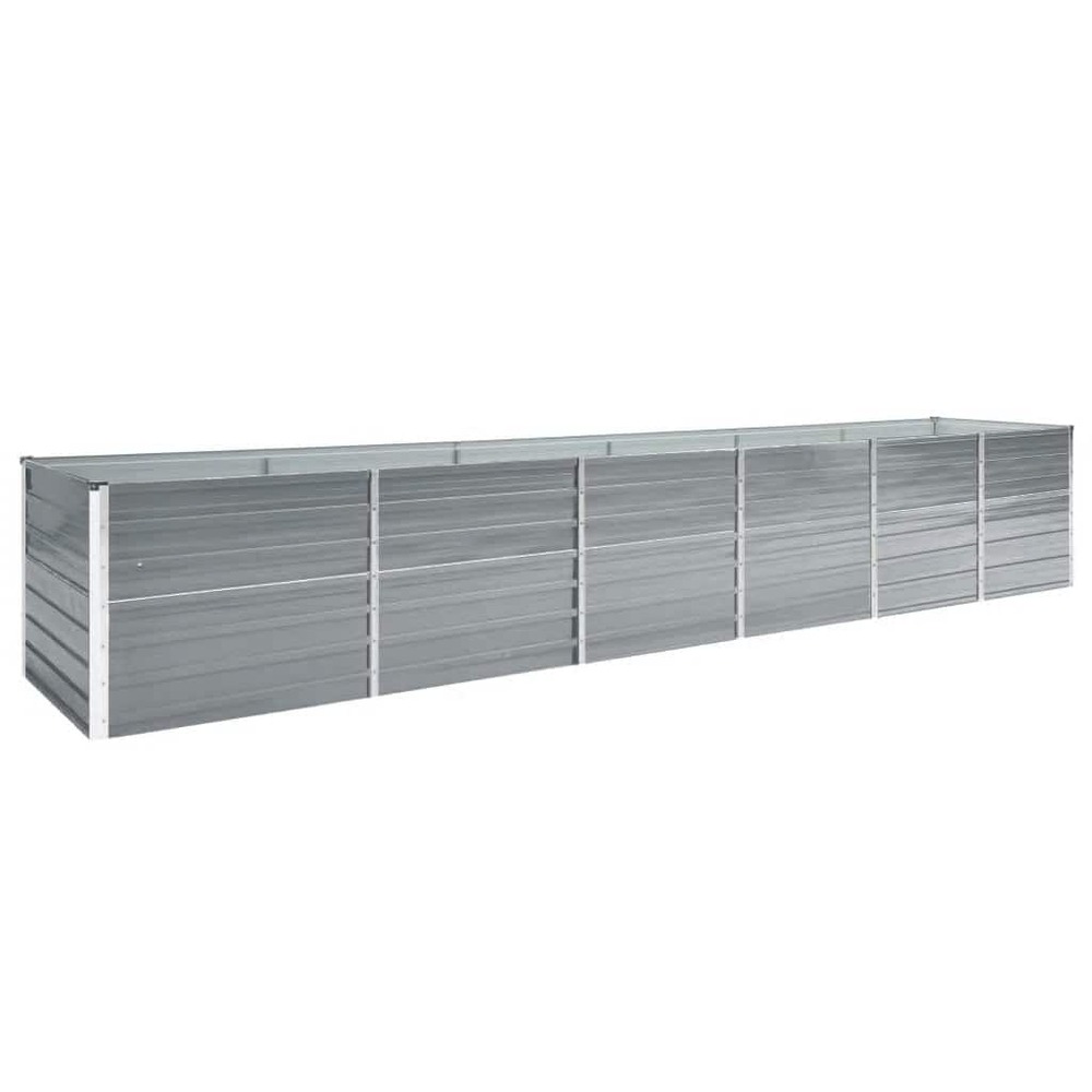 Lit surélevé de jardin acier galvanisé 480x80x77 cm gris