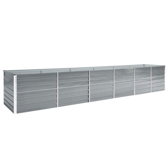 Lit surélevé de jardin acier galvanisé 480x80x77 cm gris