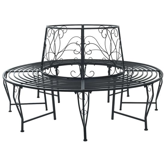Banc d'arbre 8-nombre de places ø 160 x 89 cm acier noir rond