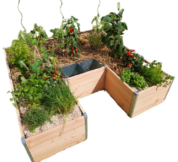 Keyhole garden grand modèle - carré potager avec composteur intégré