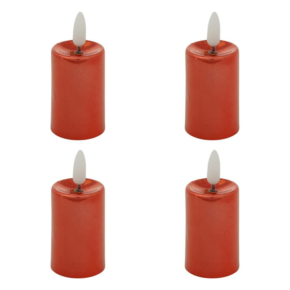 Lot de 4 bougies led votives métal rouge