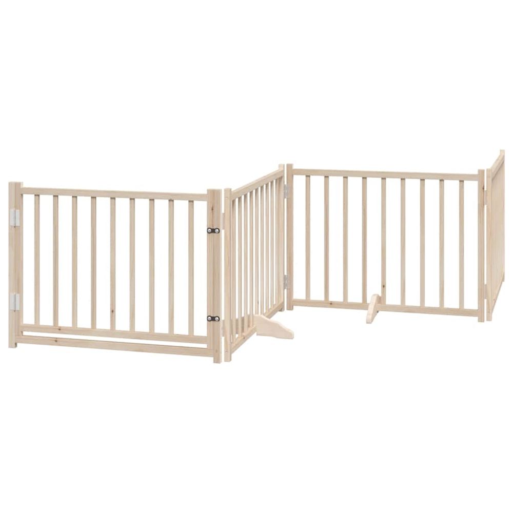 Barrière pour chiens avec porte 4 panneaux bois de sapin massif