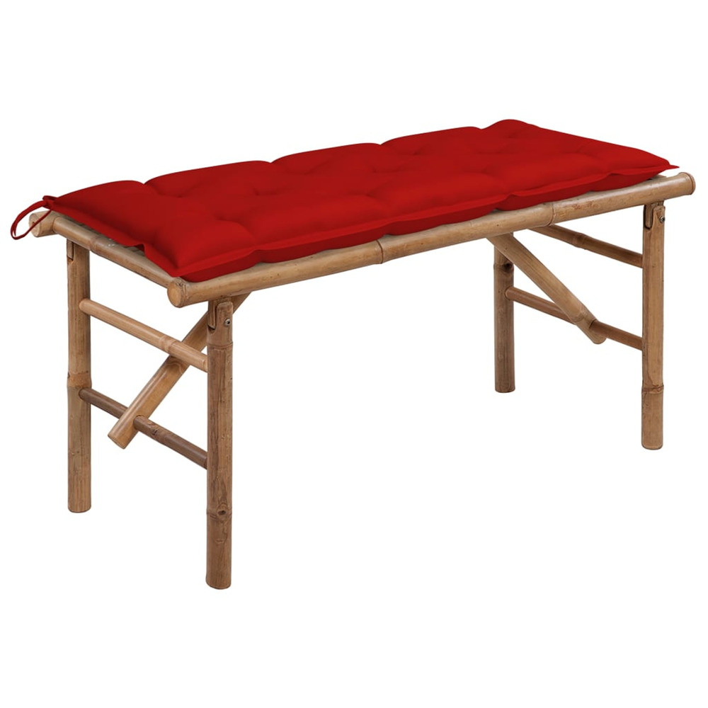 Banc de jardin pliable avec coussin 118 cm bambou