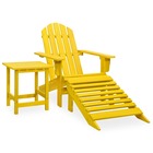 Chaise de jardin adirondack avec pouf et table sapin jaune