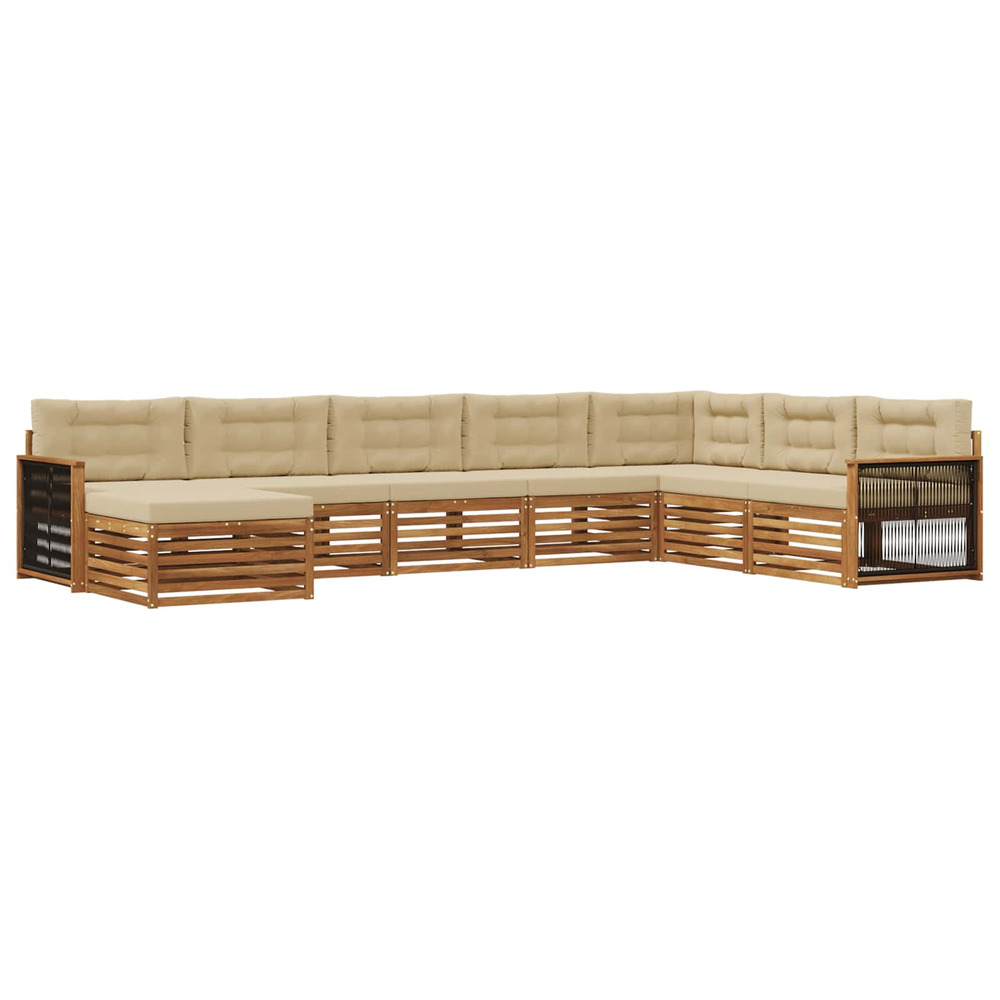 Ensemble de canapés d'extérieur 8 pcs naturel et beige