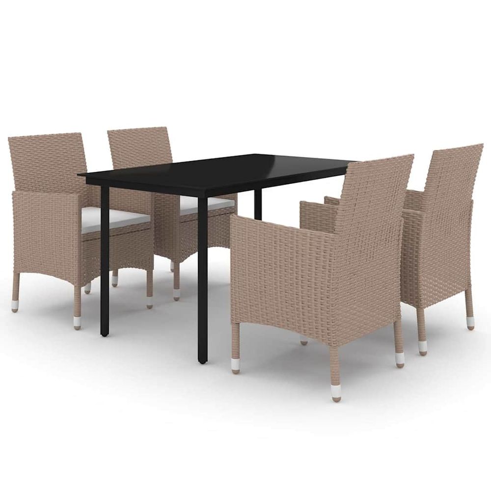 Ensemble à manger de jardin coussins 5 pcs résine tressée verre