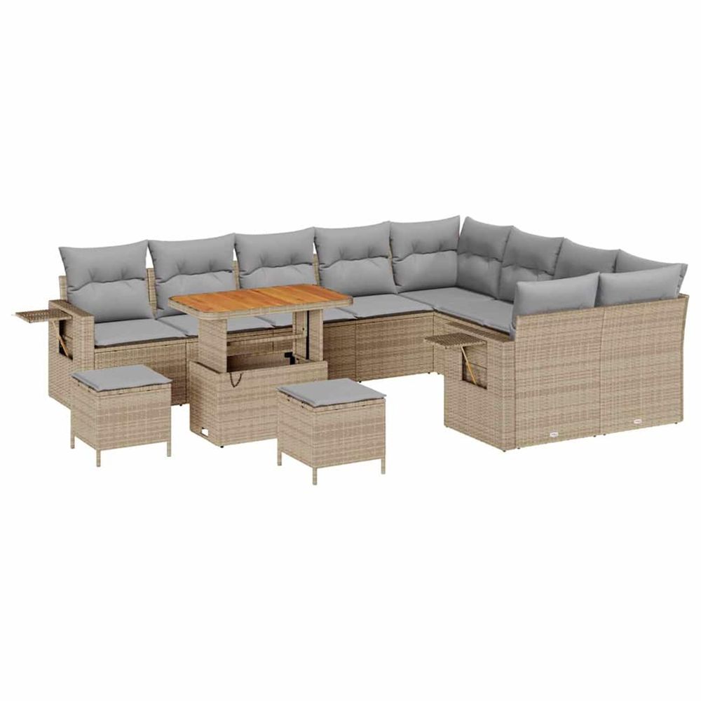 Ensemble de canapé de jardin 12 pc beige polyrotin