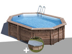 Kit piscine bois  bambu 5,35 x 3,35 x 1,30 m + bâche hiver