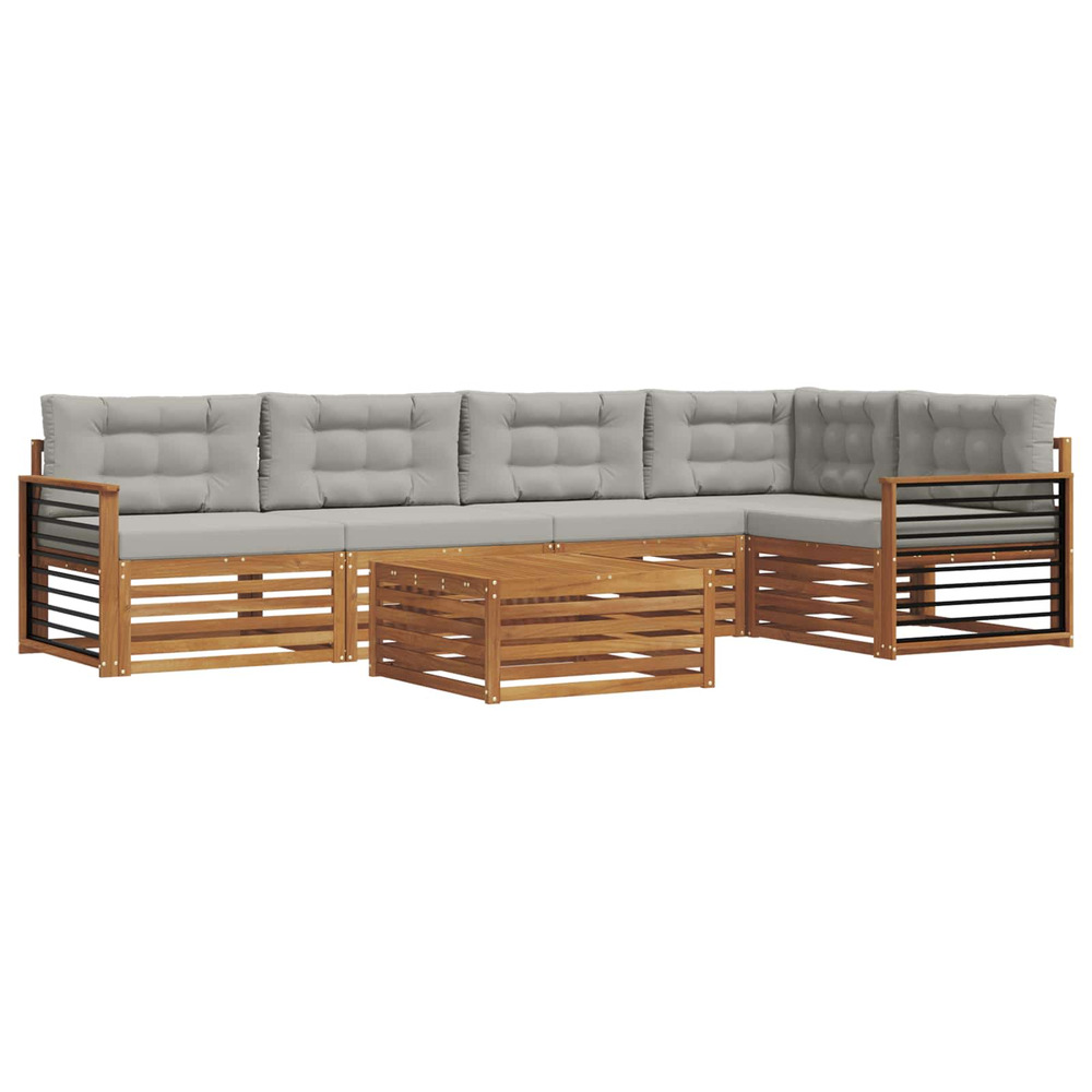 Ensemble de canapés d'extérieur 6 pcs gris naturel et clair