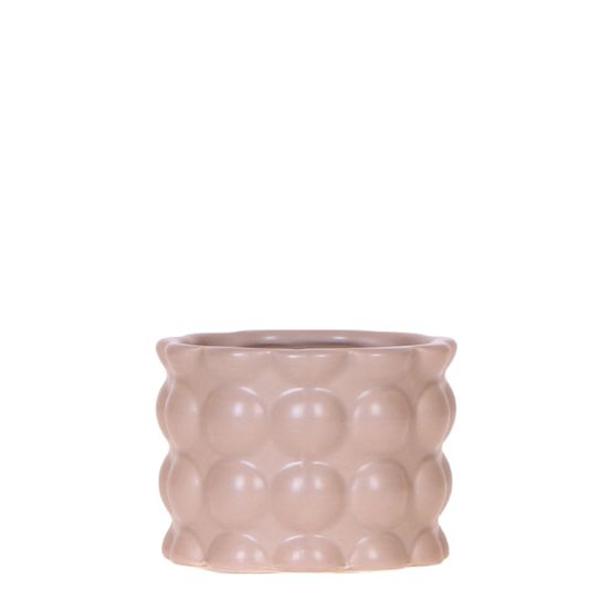 Cache-pot céramique mat texture bulles - douceur cosy - pot de 6cm - sable