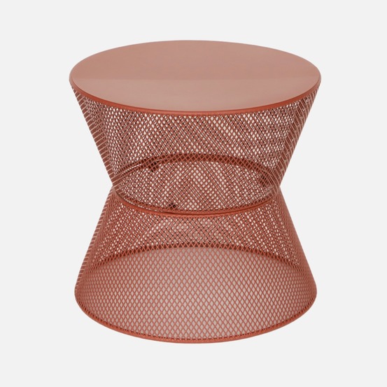 Table d'appoint extérieure acier effet grillagé terracotta - tivo