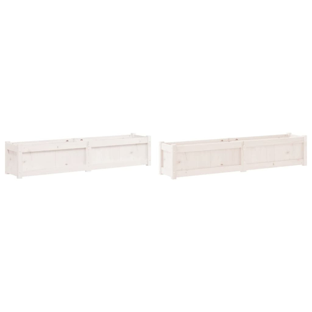 Jardinière d'extérieurs 2 pcs blanc bois de pin massif