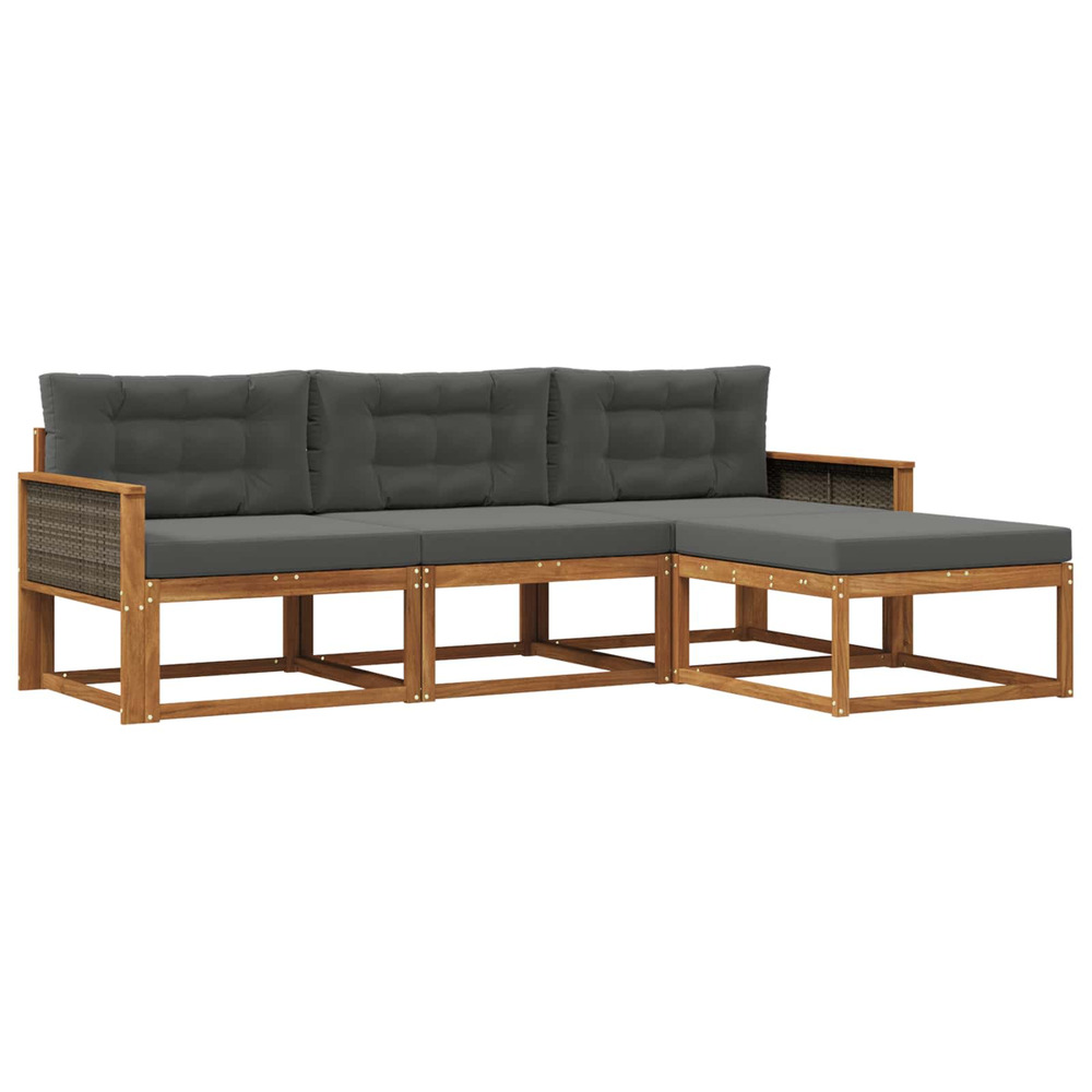 Ensemble de canapés d'extérieur 4 pcs naturel et anthracite
