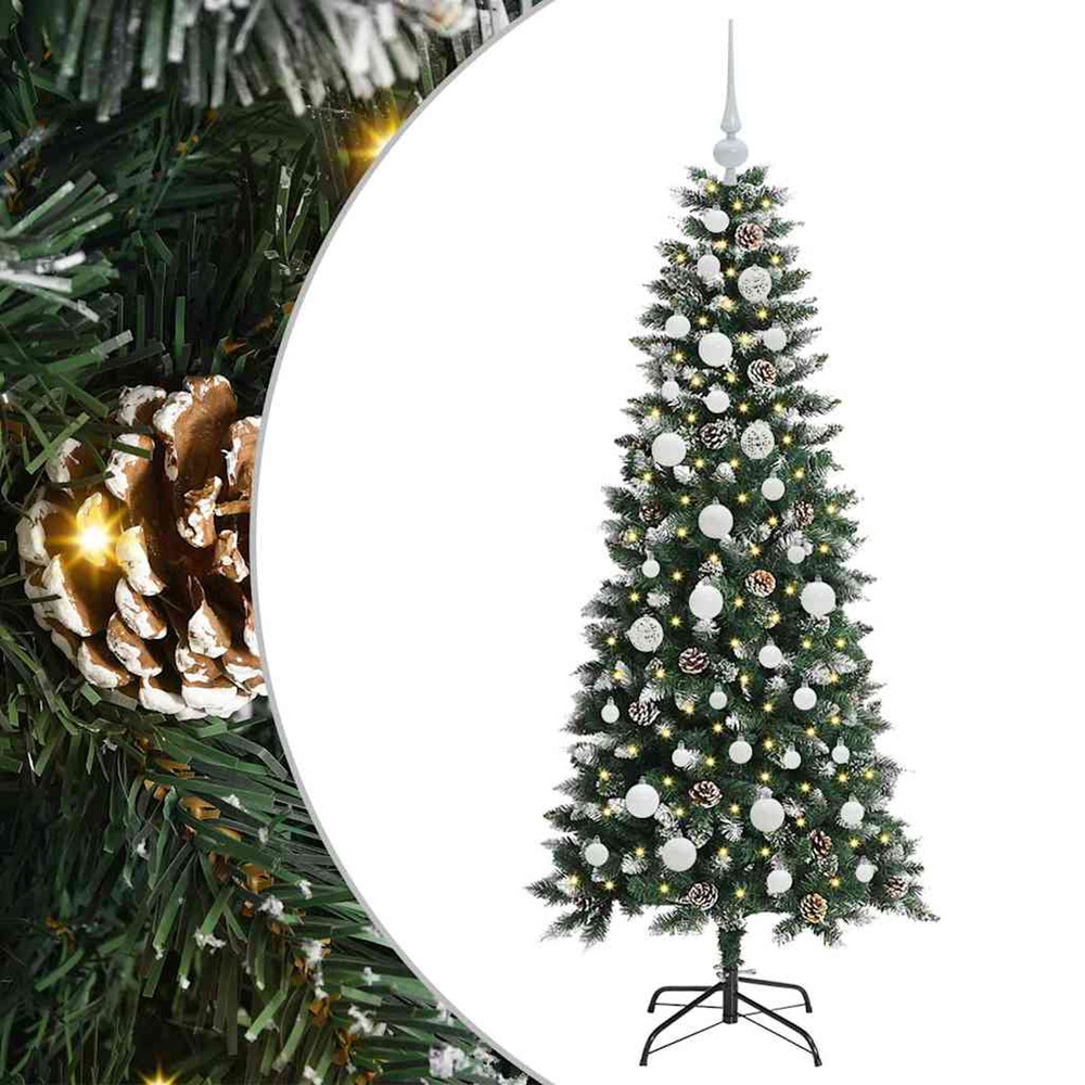 Sapin de noël artificiel vert 150 cm pvc, plastique et acier