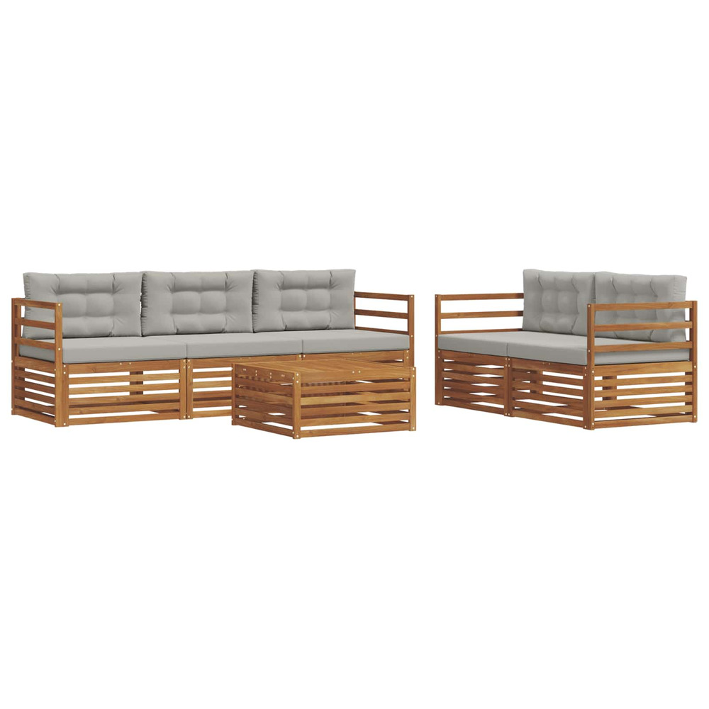 Ensemble de canapés d'extérieur 6 pcs gris naturel et clair