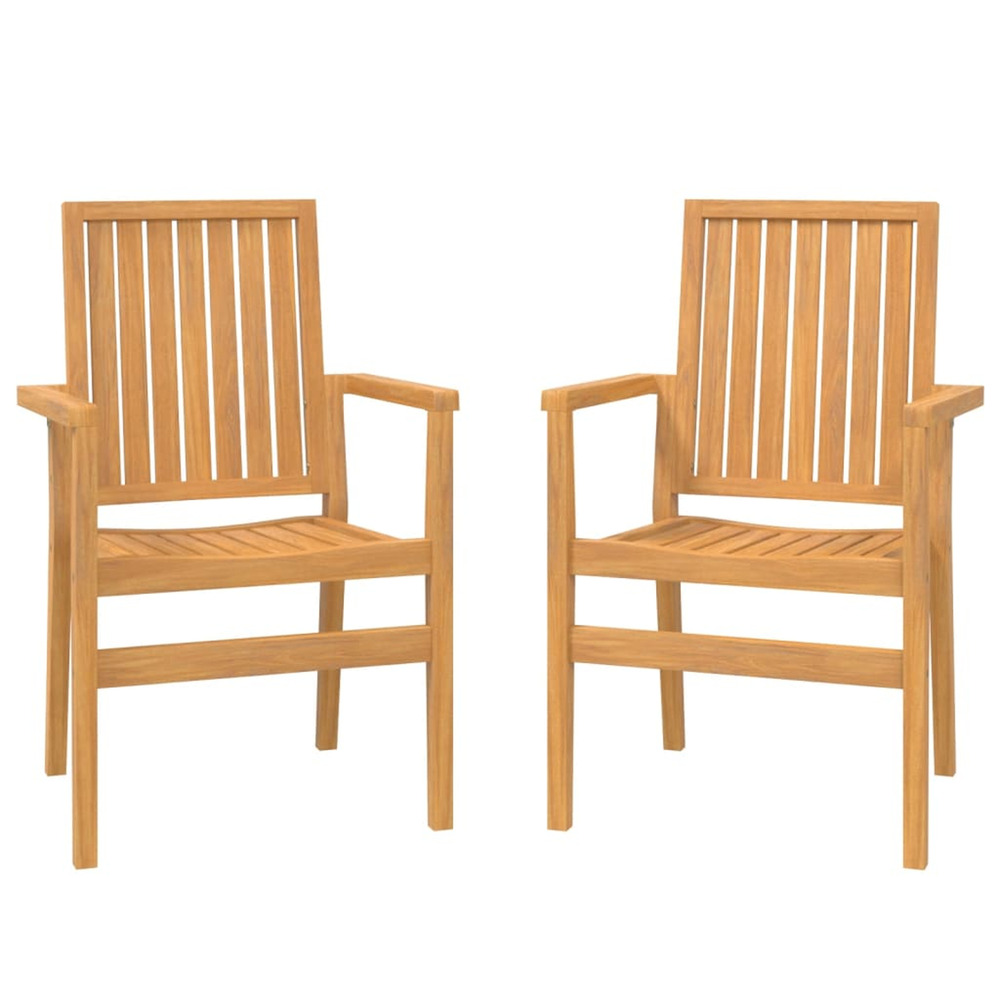 Chaises de jardin empilables lot de 2 56,5x57,5x91 cm bois teck