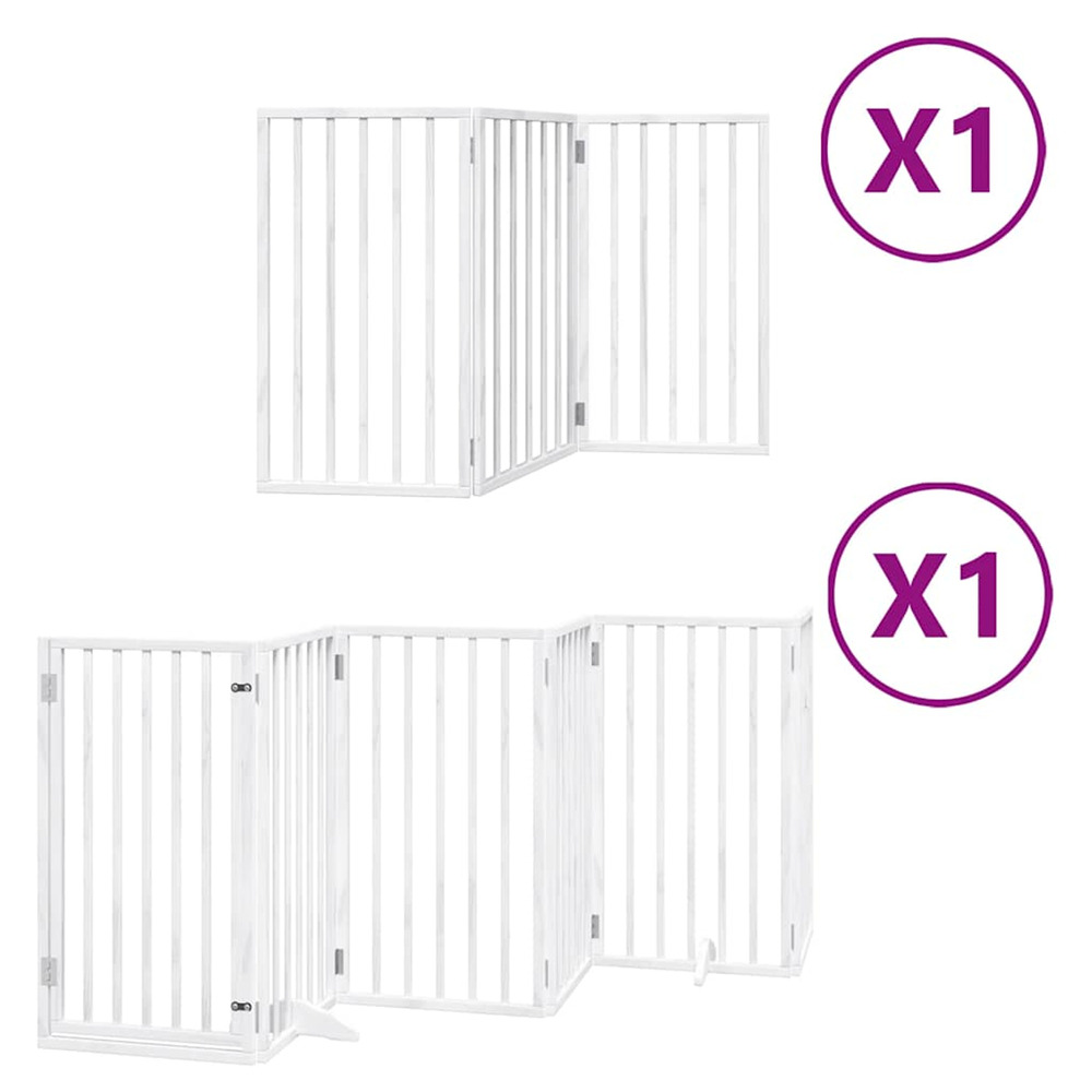 Barrière pour chien porte pliable 9panneaux blanc bois peuplier