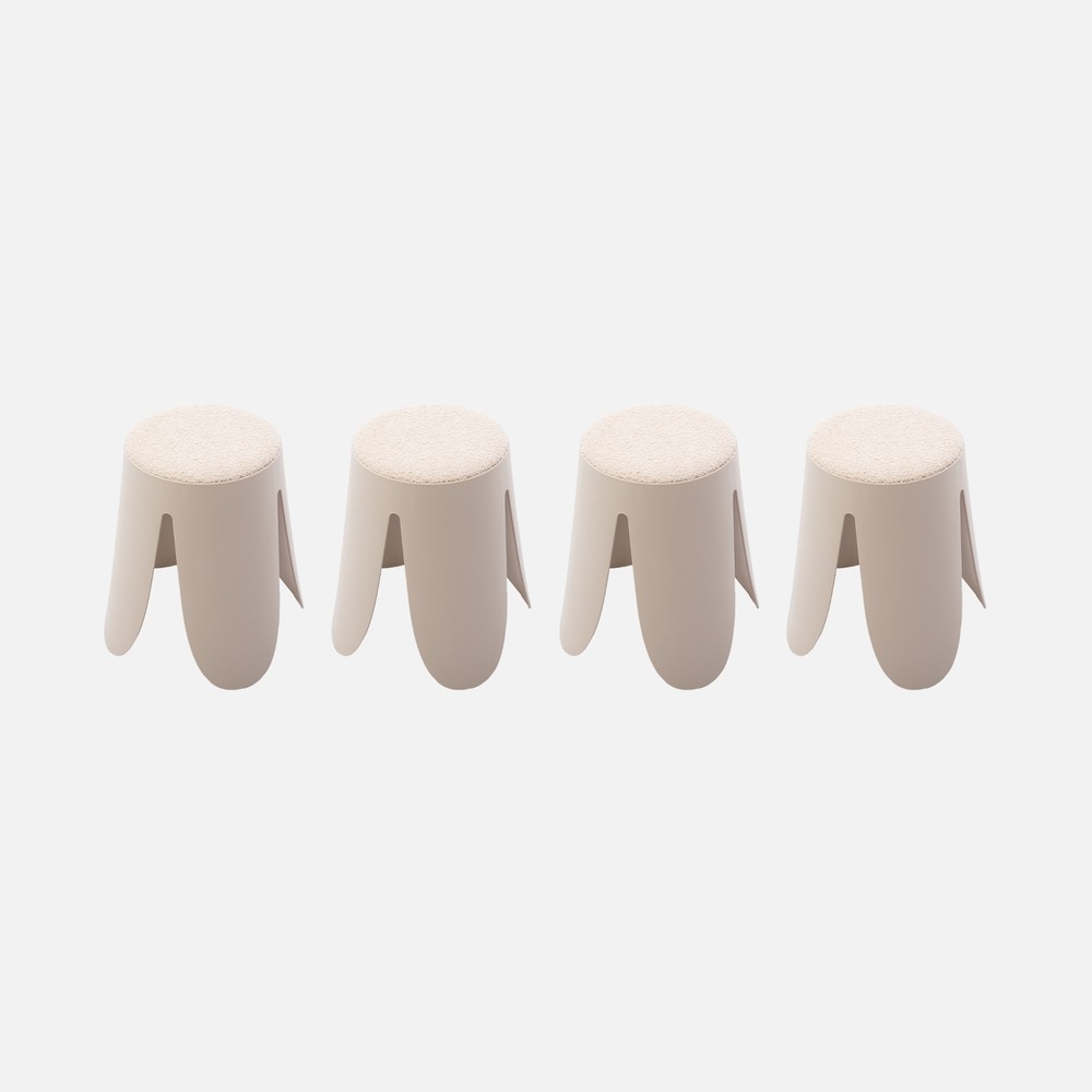 Set de 4 tabourets empilables bouclette texturée, niki ø30 / 44 x h46cm