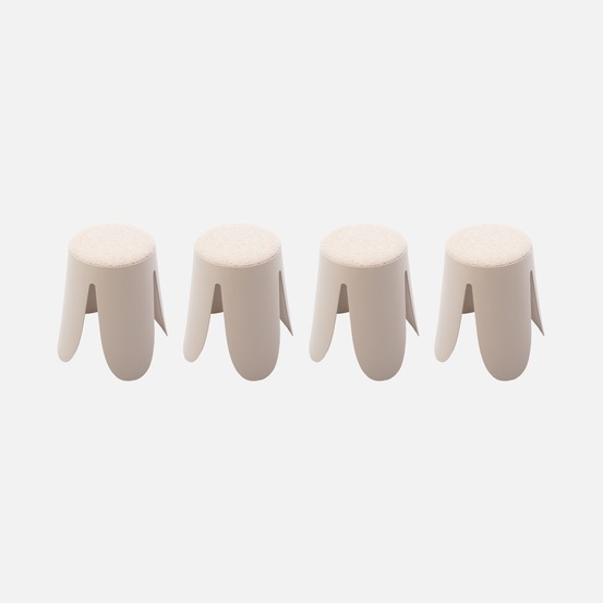Set de 4 tabourets empilables bouclette texturée, niki ø30 / 44 x h46cm