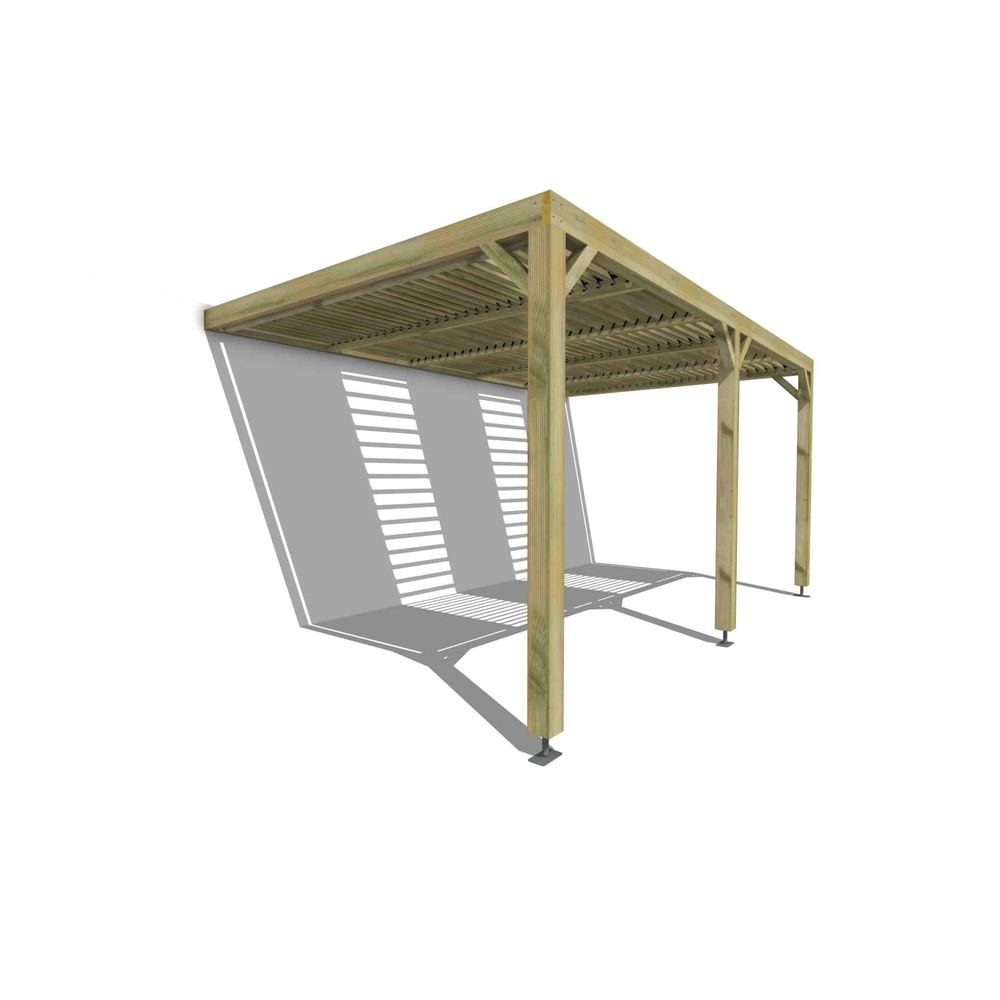 Pergola bois • 5m x 3m • adossée • sens profondeur • lames orientables bioclimatiques incluses • livraison comprise