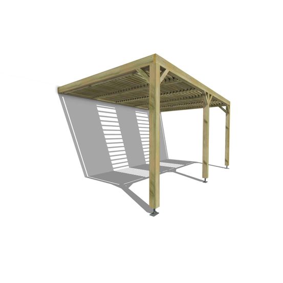 Pergola bois • 5m x 3m • adossée • sens profondeur • lames orientables bioclimatiques incluses • livraison comprise
