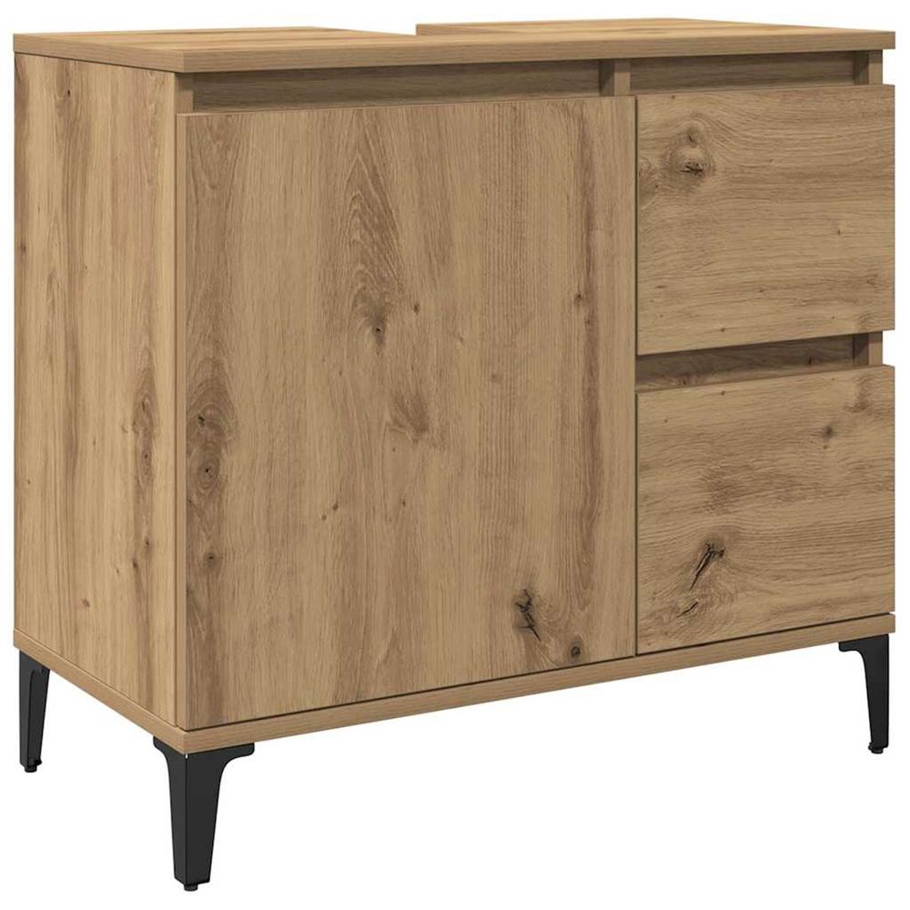 Armoire lavabo chêne artisanal 65x33x60 cm bois d'ingénierie
