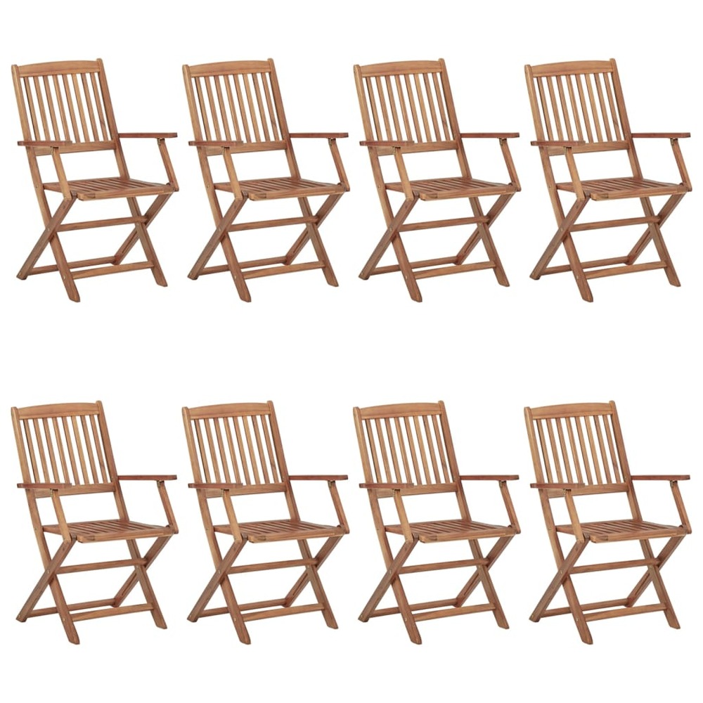 Chaises pliables de jardin lot de 8 avec coussins bois d'acacia