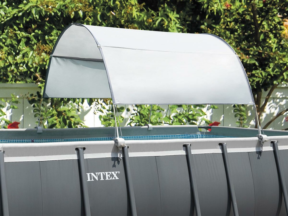 Auvent pour piscine gris clair