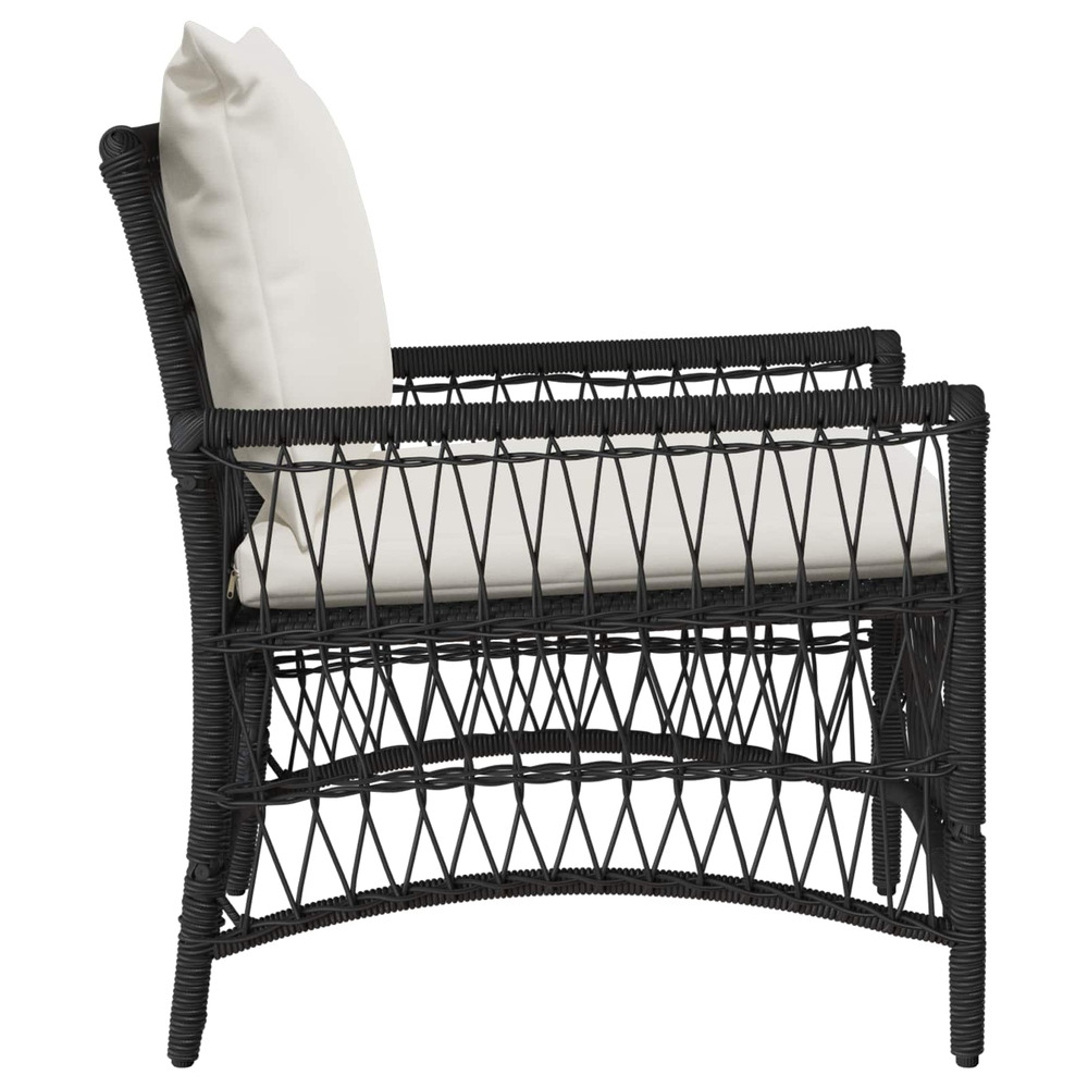 Chaise de jardin avec coussin noir 73 x 61 x 77 cm polyrotin
