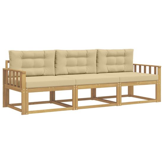 Ensemble de canapés d'extérieur 3 pc blanc et beige polyester
