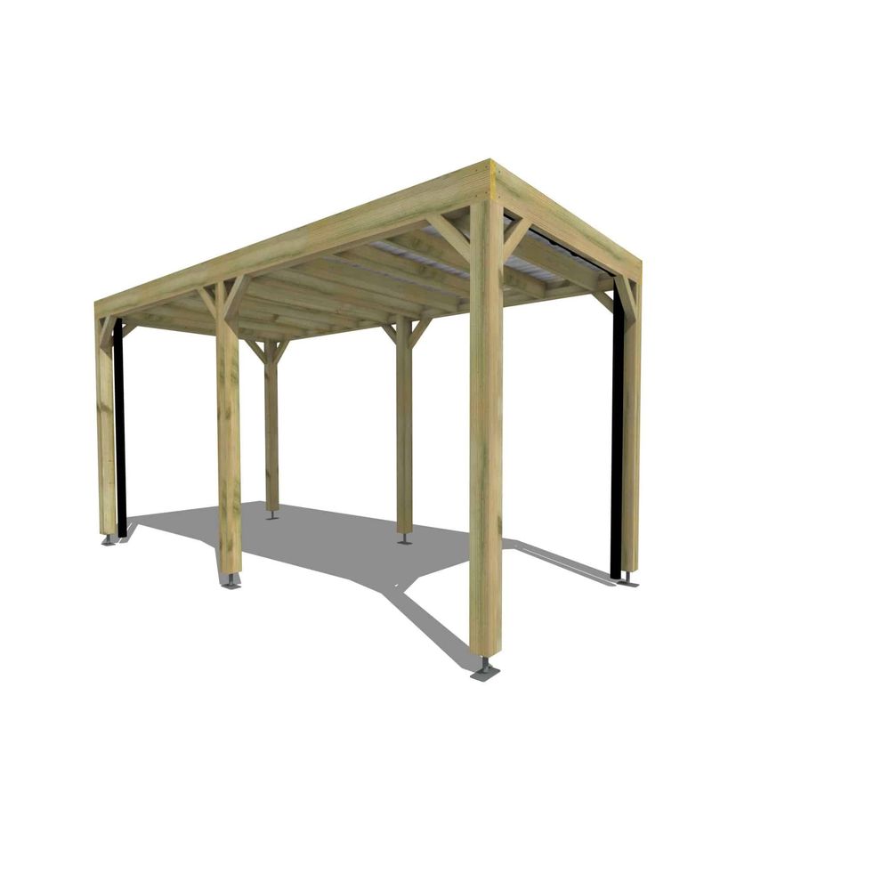 Carport bois autoportant 11 m² • 2 x 5 m • hauteur de passage 2,37 m • sens largeur • livraison comprise